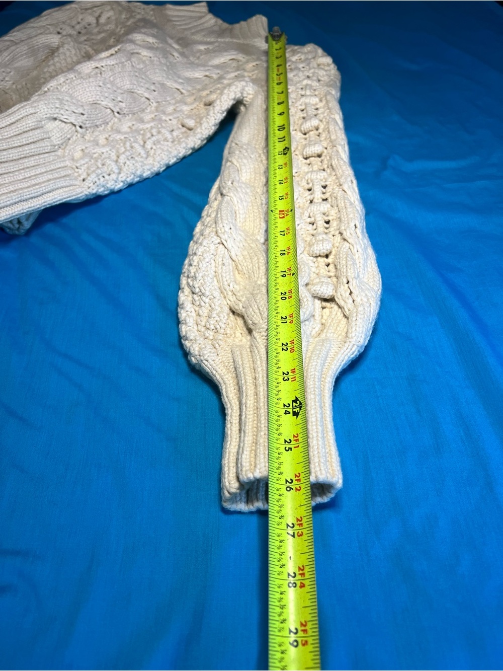 Banana Republic Ticino Cable Knit Puff Sleeve Sweater Cream S - Picture 10 of 16